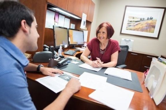 a student with a counselor