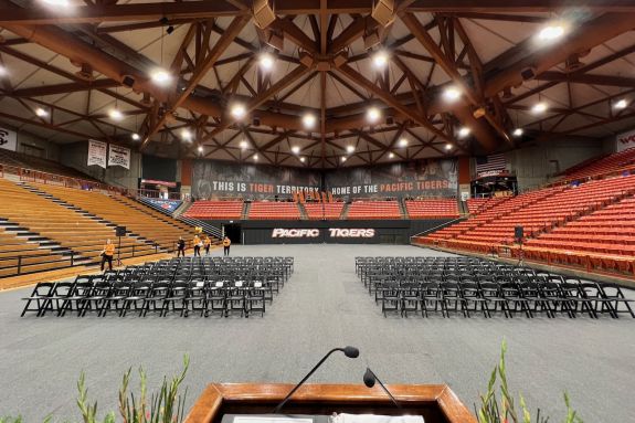 The photo shows the view from the podium just prior to a recent SHS Commencement Ceremony.