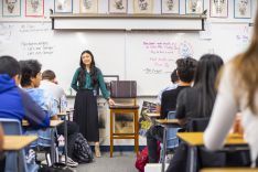 student teacher in class