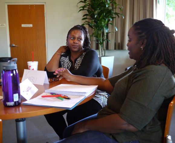 Students collaborate in the Transformative Action in Education EdD program at Benerd College on University of the Pacific's Sacramento campus.